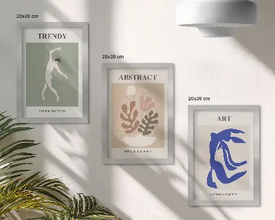 Keretezett triptichon Henri Matisse stílusos figurák és növények plakátjával