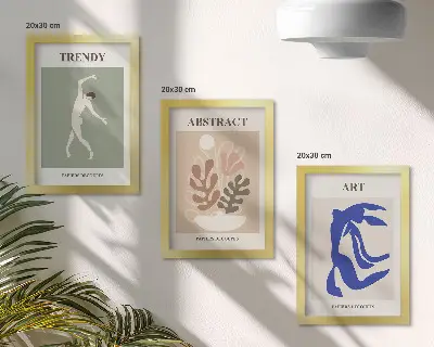 Keretezett triptichon Henri Matisse stílusos figurák és növények plakátjával