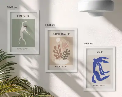 Keretezett triptichon Henri Matisse stílusos figurák és növények plakátjával