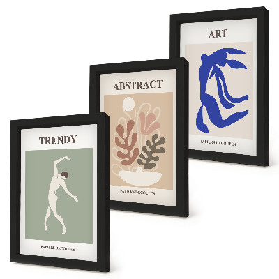 Keretezett triptichon Stílusos figurák és növények plakátjai Henri Matisse-től