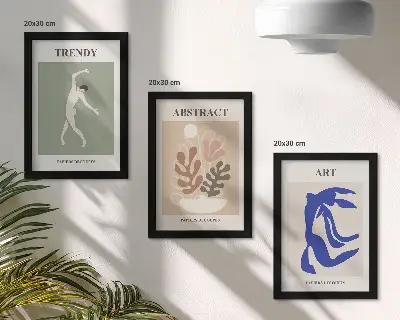 Keretezett triptichon Henri Matisse stílusos figurák és növények plakátjával