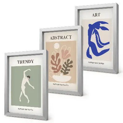 Keretezett triptichon Henri Matisse stílusos figurák és növények plakátjával