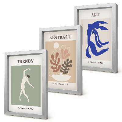 Keretezett triptichon Stílusos figurák és növények plakátjai Henri Matisse-től