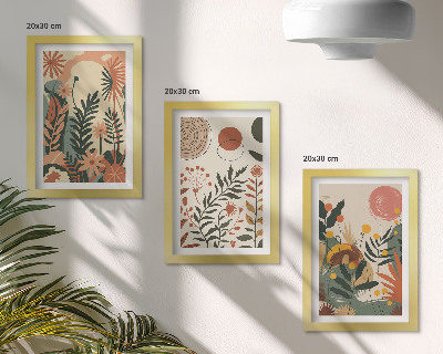 Keretezett triptichon Vintage növényi minták pasztell árnyalatokban