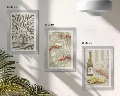 Olajfavirágok és rusztikus koktélok modern keretezett képszett