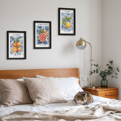 Modern keretezett kép szett Vintage citrusfélék illusztrációk