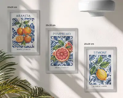 Olasz stílusú citrusos divatplakátok háromrészes keretezett triptichon