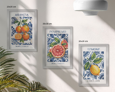 Keretezett triptichon Olasz stílusú citrusfélékkel díszített divatplakátok