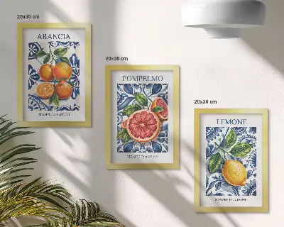 Olasz stílusú citrusos divatplakátok háromrészes keretezett triptichon