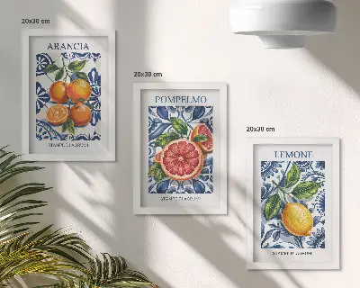 Olasz stílusú citrusos divatplakátok háromrészes keretezett triptichon