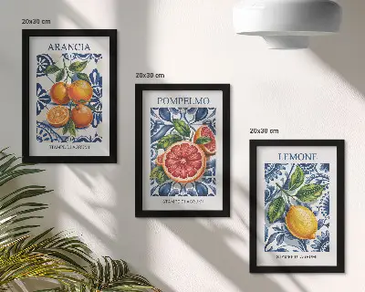 Olasz stílusú citrusos divatplakátok háromrészes keretezett triptichon