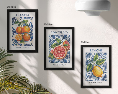 Keretezett triptichon Olasz stílusú citrusfélékkel díszített divatplakátok