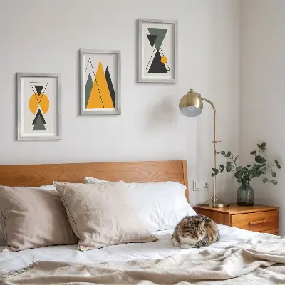 Absztrakt geometriai alakzatok modern keretezett kép szett
