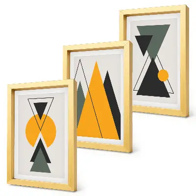 Absztrakt geometriai alakzatok modern keretezett kép szett