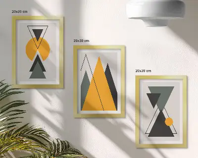 Absztrakt geometriai alakzatok modern keretezett kép szett