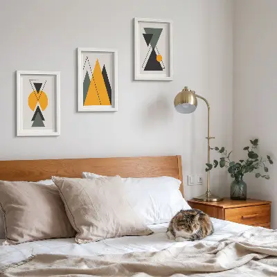 Absztrakt geometriai alakzatok modern keretezett kép szett