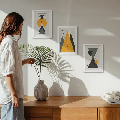 Absztrakt geometriai alakzatok modern keretezett kép szett