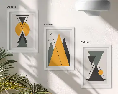 Absztrakt geometriai alakzatok modern keretezett kép szett