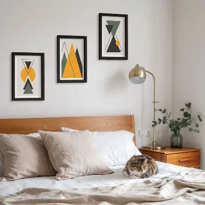 Absztrakt geometriai alakzatok modern keretezett kép szett