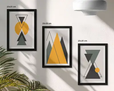 Absztrakt geometriai alakzatok modern keretezett kép szett