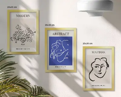 Keretezett triptichon Henri Matisse stílusú modern absztrakt plakátok