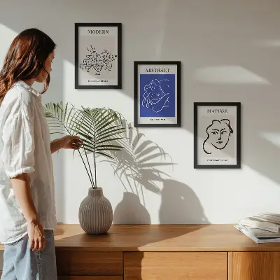Keretezett triptichon Henri Matisse stílusú modern absztrakt plakátok