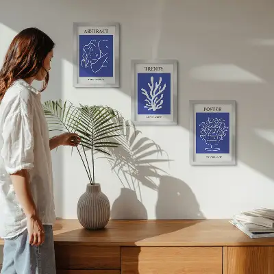 Henri Matisse stílusos kék poszterszett modern keretezett kivitelben