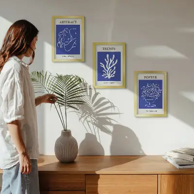 Henri Matisse stílusos kék poszterszett modern keretezett kivitelben