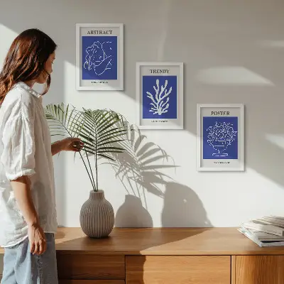 Henri Matisse stílusos kék poszterszett modern keretezett kivitelben