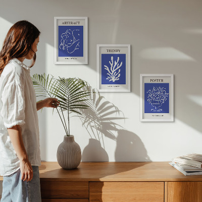 Modern keretezett kép szett Stílusos kék poszterek Henri Matisse-től