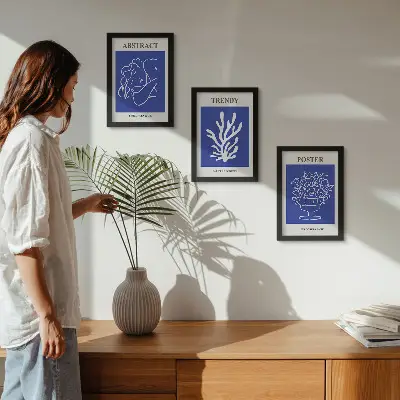 Henri Matisse stílusos kék poszterszett modern keretezett kivitelben