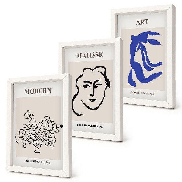 Modern keretezett kép szett Absztrakt plakátok Henri Matisse minimalista stílusában