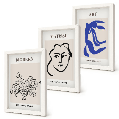 Modern keretezett kép szett Absztrakt plakátok Henri Matisse minimalista stílusában
