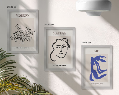 Modern keretezett kép szett Absztrakt plakátok Henri Matisse minimalista stílusában