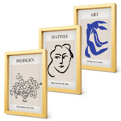 Modern keretezett kép szett Absztrakt plakátok Henri Matisse minimalista stílusában