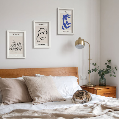 Modern keretezett kép szett Absztrakt plakátok Henri Matisse minimalista stílusában