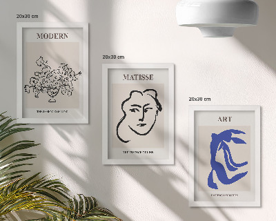 Modern keretezett kép szett Absztrakt plakátok Henri Matisse minimalista stílusában