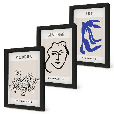Modern keretezett kép szett Absztrakt plakátok Henri Matisse minimalista stílusában