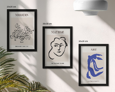 Modern keretezett kép szett Absztrakt plakátok Henri Matisse minimalista stílusában