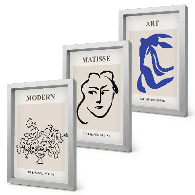 Modern keretezett kép szett Absztrakt plakátok Henri Matisse minimalista stílusában