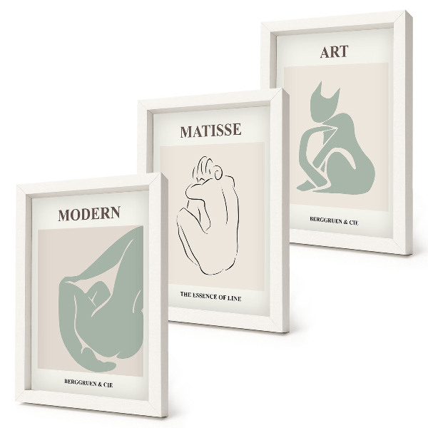 Keretezett triptichon Henri Matisse pasztell árnyalatú absztrakt alakjai