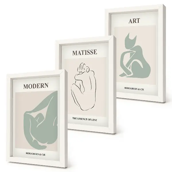Keretezett triptichon Henri Matisse pasztell árnyalatú absztrakt alakjaival