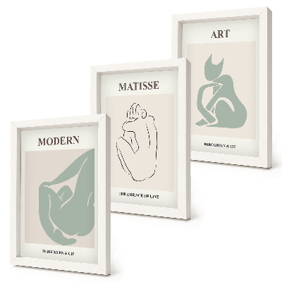 Keretezett triptichon Henri Matisse pasztell árnyalatú absztrakt alakjai