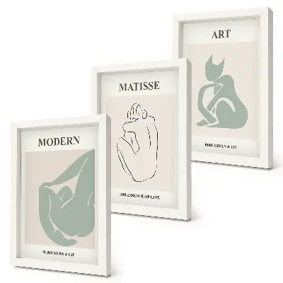 Keretezett triptichon Henri Matisse pasztell árnyalatú absztrakt alakjaival