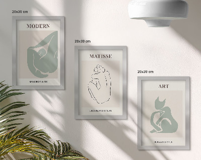 Keretezett triptichon Henri Matisse pasztell árnyalatú absztrakt alakjai