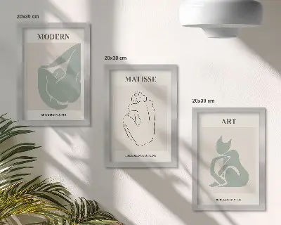 Keretezett triptichon Henri Matisse pasztell árnyalatú absztrakt alakjaival