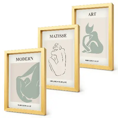 Keretezett triptichon Henri Matisse pasztell árnyalatú absztrakt alakjaival
