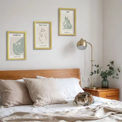 Keretezett triptichon Henri Matisse pasztell árnyalatú absztrakt alakjaival