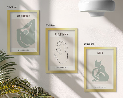 Keretezett triptichon Henri Matisse pasztell árnyalatú absztrakt alakjai