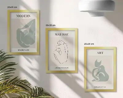 Keretezett triptichon Henri Matisse pasztell árnyalatú absztrakt alakjaival